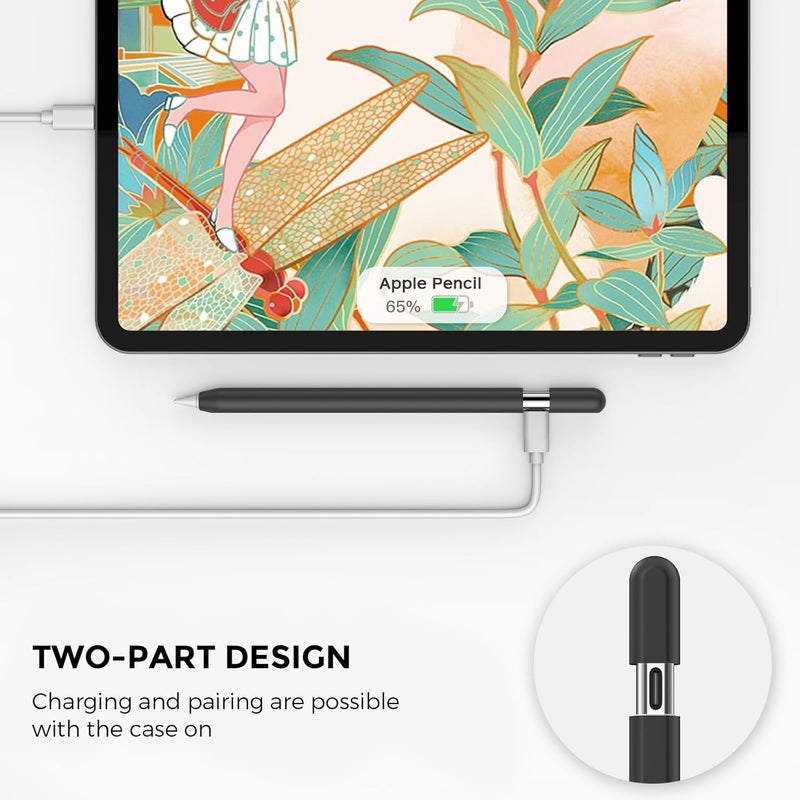 Ahastyle 2 Pack Silicone Apple Pencil (USB-C) Case 2023 Ultra Thin Proteative Cover Skin Apple Pencil Sleeve Anti-Slip Grip Compatible with Apple Pencil USB C (Black & White) - Image 4